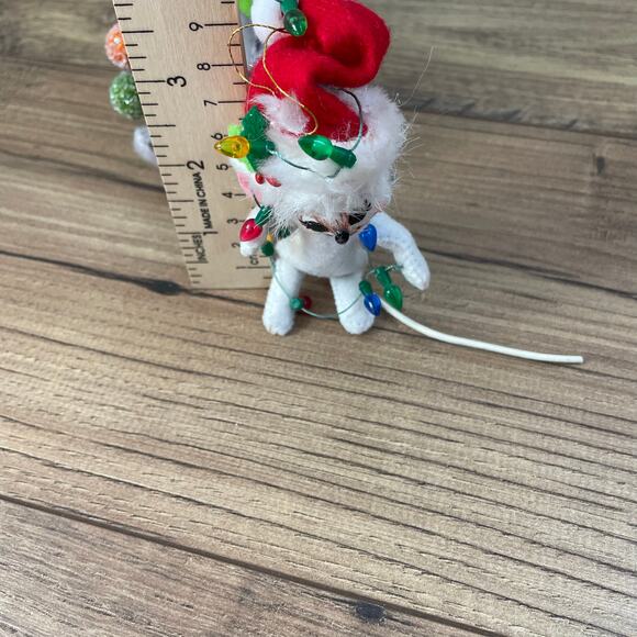 Annalee Christmas 2007 White Mouse 4.5" & 2012 Christmas Delights Kitty Cat 5" - Picture 6 of 8